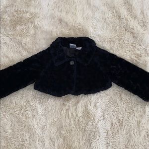 KOALA Toddler Girl Black Cropped Faux Fur Cardigan Size 24M EUC